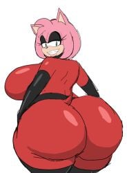 amy_rose big_breasts bubble_butt curvy_female elastigirl_(cosplay) helen's_ass_check momiji_(artist) red_bodysuit seductive_smile