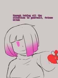 bete_noire betty_noire breasts dialogue glitchtale pink_eyes pink_hair red_heart short_hair