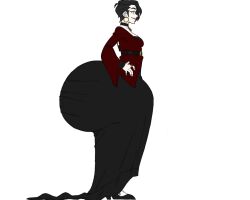 dress esmeralda_(kirathepenguin) female hyper_ass kirathepenguin pale_skin side_view smiling tall_female thick_ass thick_thighs vampire