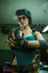 1girls 3d beret brown_hair capcom chest cigarette curvaceous curvy curvy_figure female female_focus female_only hips hourglass_figure human jill_valentine jill_valentine_(sasha_zotova) leotard light-skinned_female light_skin mr.wiggie mr.wiggle resident_evil resident_evil_3 resident_evil_3_remake slim_waist smoking solo sunglasses thong_leotard voluptuous voluptuous_female wide_hips