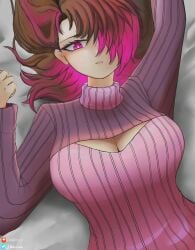 bete_noire betty_noire big_breasts breasts brown_hair glitchtale pink_eyes pink_hair undertale undertale_au undertale_fanfiction wearing_clothes wearing_clothing_character