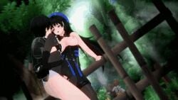 3d animated behind_another black_hair blue_clothing bouncing_breasts cum cum_inside fucked_silly gif hat kissing kissing_while_penetrated large_breasts male_rover_(wuthering_waves) orgasm outdoors partially_clothed risky_sex rover_(wuthering_waves) shinaosumata squirting vaginal_penetration white_hair wuthering_waves yangyang_(wuthering_waves)