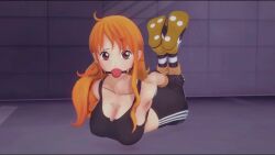 1girls animated ankle_socks anklehighs ball_gag basement bondage brown_eyes clothed clothed_female female female_only femsub fingerless_gloves gym_pants gym_uniform hogtie large_breasts leggings light_skin long_hair mp4 nami nami_(one_piece) one_piece orange_hair post-timeskip shepirotcloud shoes shonen_jump shueisha socks socks_and_shoes socks_over_leggings socks_over_yoga_pants solo sound sports_bra tagme video voice_acted white_socks yoga_pants