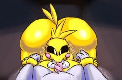 big_breasts blowjob bottomwear fellatio female five_nights_at_freddy's five_nights_at_freddy's_2 gremlingrounded huge_ass huge_breasts pov revealing_clothes robot robot_girl sideass teasing topless toy_chica_(fnaf)