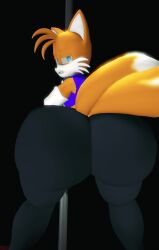 1boy 3d 3d_animation animated armwear ass big_ass blue_eyes bottom_heavy bouncing_ass bubble_butt clothing crop_top disgusted fat_ass femboy huge_ass jiggle jiggling_ass large_ass leggings looking_at_viewer looking_back male male_only massive_ass pole sega solo sonic_(series) sonic_the_hedgehog_(series) stripper_pole tails tails_the_fox thick_ass thick_thighs thordersfm thunder_thighs twerking video wide_hips