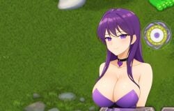 1girls ai_assisted ai_generated big_blue_bubble black_choker boobs breasts choker clothed edit edited female female_only furcorn ghazt_(my_singing_monsters) gijinka gjoob humanization humanized my_singing_monsters my_singing_monsters:_dawn_of_fire out_of_frame outside purple_bra purple_eyes purple_hair purple_top solo solo_female solo_focus tagme weird woman