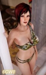 1girls 3d 6cw8 big_breasts bikini black_hair breasts brown_eyes busty camo_clothing camo_print camouflage_bikini cleavage dead_or_alive female female_focus female_only freckles hourglass_figure human large_breasts light-skinned_female looking_at_viewer mila_(doa) navel red_hair short_hair standing swimsuit tagme tomboy two_tone_hair wide_hips