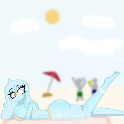 alternate_version_available argentina_(countryhumans) ass beach beach_towel big_ass big_breasts bikini countryhumans countryhumans_girl doodle_sweet_ch feet female female_focus hair leg_up looking_back prone sand solo solo_focus thick_thighs thighs thin_waist