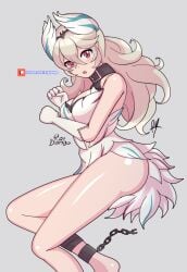 1girls alternate_costume artist_name ass bare_legs bare_shoulders big_ass black_choker blush breasts bridal_gauntlets chains choker cleavage corrin_(female)_(fire_emblem) corrin_(fire_emblem) corrin_(fire_emblem)_(female) feather_dress feather_hair_ornament feathered_wings feathers female female female_only fire_emblem fire_emblem_engage fire_emblem_fates gauntlets green_hair grey_background hair_ornament highres large_breasts long_hair looking_at_viewer nintendo open_mouth patreon_logo pointy_ears raydango red_eyes sharp_teeth simple_background solo solo_focus teeth veyle_(fire_emblem) wings