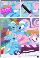 3girls aloe_(mlp) blush collar comic cutie_mark dialogue dildo drooling edit english_text equine female female_only feral feral_on_feral friendship_is_magic group hair hi_res hisexpliciteditor horse incest internal kissing lotus_blossom mammal multicolored_hair my_little_pony pegasus penetration pony pussy_juice pyruvate rainbow_dash_(mlp) rainbow_hair saliva sex sex_toy siblings sisters text vaginal_penetration wings yuri