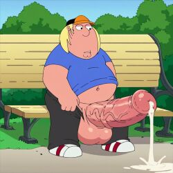 1boy ai_generated chris_griffin chubby_male family_guy fat_man horsecock hyper_penis male_only