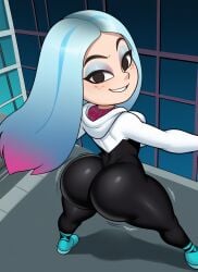 ai_generated andrea_davenport artist_request ass bubble_butt cosplay female huge_ass light_blue_hair light_skin marvel marvel_comics multicolored_hair skin_tight spider-gwen_(cosplay) spider-man:_into_the_spider-verse spider-man_(series) superheroine the_ghost_and_molly_mcgee twerking