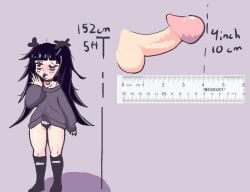 bangs character_sheet femboi-hung femboy femboy_only measurements penis purple_hair small_penis small_penis_humiliation solo text uncensored