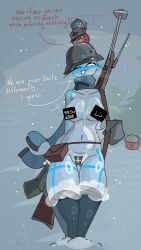 almost_naked belt big_breasts breasts casual censored censored_nipples countryballs countryhumans countryhumans_girl dialogue english_text fascist_italy_(countryhumans) female finland_(countryhumans) firearm footwear gun helmet nazi_germany_(countryhumans) nudist pasties rifle soviet_union_(countryhumans) stockings tactical_nudity taped_pussy text thighhighs thighs we1rd_dude