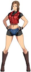 biker_shorts claire_redfield denim hotpants oggy_(artist) ponytail resident_evil resident_evil_2 shorts solo