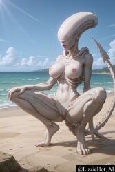 ai_generated alien alien_girl beach xenomorph
