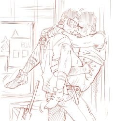 against_wall anal anal_sex bottomless gay held_up looking_pleasured lucdial male male_only open_mouth pants_open public_sex scout_(team_fortress_2) sniper_(team_fortress_2) team_fortress_2 tf2 yaoi