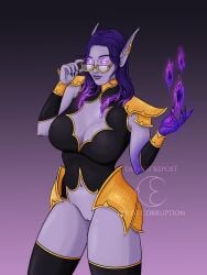 armor big_breasts big_lips black_clothes black_nail_polish black_nails boobwindow bottomless choker curvy curvy_female curvy_figure earrings eyeofcorruption fantasy female female_focus female_only glowing_eyes hourglass_figure huge_breasts large_breasts long_ears long_eyebrows long_nails magic makeup original_character pale_skin pointy_ears pointy_nails purple_eyes purple_hair purple_lipstick purple_skin sharp_nails shoulder_armor shoulder_pads stockings tattoos tentacle thick thick_female thick_hips thick_thighs violet_eyes violet_hair violet_lipstick violet_skin void void_elf void_tendrils warcraft wide_hips world_of_warcraft wristguards