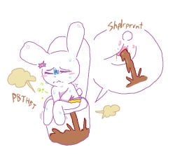 anthro anus ass blush bodily_fluids candy closed_eyes cotton_tail dessert diarrhea fart fart_cloud feces feces_in_toilet feces_pile female food food_creature food_feces fur lagomorph leporid living_marshmallow mammal pampeep_(theonetruesinner) peeps pooping_in_toilet rabbit scat scatplay simple_background sitting_on_toilet solo sound_effects sweat text theonetruesinner toilet toilet_use unusual_feces white_background white_body white_fur