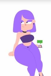 accurate_art_style badblue98 big_breasts breasts duolingo female lily_(duolingo) postblue98 purple_hair tag_me thick_thighs