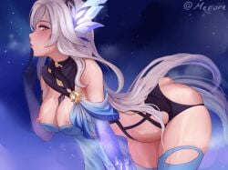 1girls breasts breasts_out female genshin_impact merore skirk_(genshin_impact) solo solo_female tagme white_hair