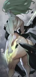 1girls areolae ass big_ass bottom_heavy breasts bubble_butt dat_ass dress fat_ass female female_only green_hair huge_ass large_ass massive_ass nipples no_bra no_panties noblood one-punch_man png rear_view ryandomonica shortstack small_breasts solo tatsumaki thick_ass thick_thighs torn_clothes wide_hips