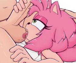 amy_rose anthro ball_lick balls elgato17 eulipotyphlan female female_anthro female_on_human fur genitals hand_on_penis hedgehog hi_res human human_on_anthro interspecies larger_human larger_male licking male male/female male_human male_on_anthro mammal oral penis penis_grab pink_body pink_fur sega sex size_difference smaller_anthro smaller_female sonic_(series) sonic_the_hedgehog_(series) tongue