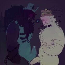 007n7 007n7_(forsaken) 1x1x1x1 1x1x1x1_(forsaken) 1x7n7 2boys burger_hat comparing_penis crown dick domino_crown dopamin4xd duo erection forsaken_(roblox) gay male male_only roblox roblox_game robloxian tagme