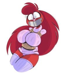 bondage breasts damsel_in_distress duct_tape duct_tape_gag flaky_(htf) furry happy_tree_friends porcupine red_body stockings sweater tempson