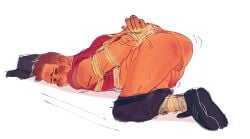 ankles_tied arms_tied arms_tied_behind_back ass_up blush bondage boner bottomless erection gay gay_male humiliation lukewarmflukes male male_only pants_down restrained scout_(team_fortress_2) solo solo_male team_fortress_2 tf2 tied_up yaoi