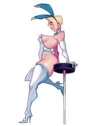 1girls 2025 blonde_female blonde_hair blue_lipstick bob_cut boots breasts bunny_ears bunnysuit clothed clothing digital_media_(artwork) emma_frost emma_frost_(marvel_rivals) female female_only fully_clothed gloves jewelry legwear leotard light-skinned_female light_skin makeup marvel marvel_rivals meaty_thighs no_visible_genitalia profile side_view smile smiling solo solo_female stool thick_thighs thighhighs thighs viewed_from_side white_background x-men zombiebiscuits