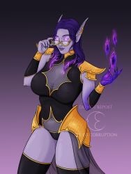 armor big_breasts big_lips black_clothes black_nail_polish black_nails boobwindow choker curvy curvy_female curvy_figure earrings eyeofcorruption fantasy female female_focus female_only glowing_eyes hourglass_figure huge_breasts large_breasts long_ears long_eyebrows long_nails magic makeup nipples_visible_through_clothing original_character pale_skin pointy_ears pointy_nails purple_eyes purple_hair purple_lipstick purple_skin sharp_nails shoulder_armor shoulder_pads stockings tattoos tentacle thick thick_female thick_hips thick_thighs violet_eyes violet_hair violet_lipstick violet_skin void void_elf void_tendrils warcraft wide_hips world_of_warcraft wristguards