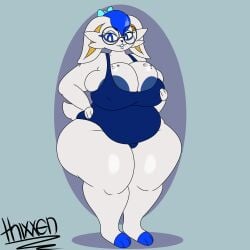 big_breasts breasts breena_(thixxen) cinderace cleavage female furry huge_breasts one-piece_swimsuit pokemon pokemon_(species) tagme thick_thighs thixxen wide_hips