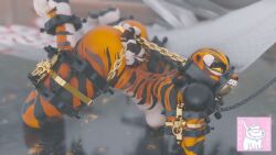 16:9 3d_(artwork) abs animated anthro ass athletic athletic_female ball_gag big_ball_gag big_breasts bitchsuit bodily_fluids bondage bondage bondage_gear bound breasts countershading digital_media_(artwork) dreamworks feet felid female flexible gag gagged genitals ghostoast hair kung_fu_panda lord_shen mammal master_tigress nipples nude oversized_ball_gag pantherine pawpads paws pussy short_playtime slave soles solo spread_legs spreading tiger toes widescreen