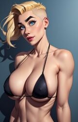 ai_generated big_breasts bikini blonde_hair blue_eyes breasts breasts female female gwen_stacy_(spider-verse) huge_breasts large_breasts marvel spider-gwen undercut