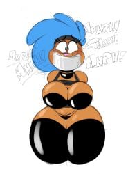 arms_behind_back black_clothing bondage breasts cleavage duct_tape duct_tape_gag furry gag gagged harriet_(tempson) hedgehog muffled tempson thighhighs