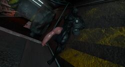anthro dog_penis dumbbell male male_only monster_cock muscles muscular muscular_male nude nude_male penis posing posing_nude second_life side_eye werewolf wolf