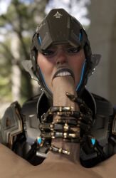 3d blowjob emberstock light-skinned_female light-skinned_male male_pov sharen_(the_first_descendant) teeth teeth_showing the_first_descendant