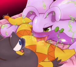 2014 blush dragon duo fellatio female feral goodra green_eyes heliolisk interspecies lizard male nintendo open_mouth oral penis pokemon pokemon_(species) reptile scalie sex slime straight vcrow_shuu video_games