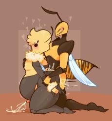 2024 ahe_gao anal anal_sex antennae_(anatomy) anthro anthro_on_anthro anthro_penetrated anthro_penetrating anthro_penetrating_anthro anthrofied arthropod arthropod_abdomen artist_name ass bar bee belly big_belly big_penis black_body black_eyes black_sclera blue_wings blush bodily_fluids brown_background clenched_teeth colored cum cum_inside cum_on_butt cum_on_ground cum_while_penetrated cumshot curvy_figure digital_drawing_(artwork) digital_media_(artwork) dozighost duo ejaculation erection exoskeleton from_behind_position genital_fluids genitals glistening glistening_body glistening_butt glistening_genitalia glistening_penis glistening_skin glistening_wings hand_on_chest hand_on_penis holding_another holding_arm holding_wrist honey_bee humanoid_hands hymenopteran inflation inflation insect_wings insects kneeling kneeling_sex looking_pleasured looking_up male male/male male_penetrated male_penetrating male_penetrating_male markings moobs nude open_mouth orange_body orange_penis orange_tongue orgasm orgasm_face penetration penile penile_penetration penis penis_in_ass pink_background requesting sex sex_request shaded signature simple_background smile standing stinger stomach_bulge striped_body striped_markings stripes sweat sweatdrop sweaty_face sweaty_legs sweaty_thighs tapering_penis teeth text thick_thighs tongue tongue_out wasp watermark wide_hips wings yellow_body
