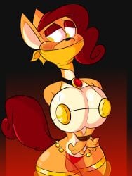 belly_dancer bondage furry gag gagged harem_outfit persimmon_(tempson) tempson weasel wrists_tied