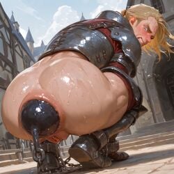 ai_generated anal anal_beads anal_destruction anal_object_insertion anal_torture anus armor ball_and_chain blonde_hair blue_eyes bondage bottomless buttholeking chained cuntboy distended_anus domination endured_face exposed_butt forced_exposure forced_nudity genital_torture giant_anal_beads gigantic_anal_beads grimacing huge_anal_beads huge_anus human humiliation hyper_anal_beads intersex light_skin massive_anal_beads no_pants nonconsensual partially_clothed punishment ruined_anus torture wrecked_ass