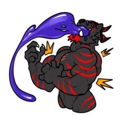 anthro demon engis_(trencalos) furry gay goatee goo_creature homosexual horn male male/male male_only markings muscles muscular muscular_male possession shark slime trencalos vein