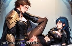 1boy 1boy1girl absurd_res ai_generated blue_hair byleth_(fire_emblem) byleth_(fire_emblem)_(female) claude_von_riegan couple couple_(romantic) female fire_emblem fire_emblem:_three_houses hi_res highres long_hair male male/female male_penetrating male_penetrating_female missionary_position nintendo ozziru patreon romantic romantic_couple self_upload sensual sex spread_legs straight uncensored