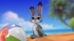 16:9 3d anthro areola beach claws digital_media_(artwork) disney exposure_variation female fur hi_res judy_hopps lagomorph leporid looking_at_viewer mammal navel nipples nude rabbit seaside solo thirteeenth tongue tongue_out wallpaper widescreen zootopia