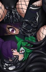 corruption female ferelia_ctesias inou kissing living_clothes miqo'te rikatsuky symbiote tentacle tentacle_in_pussy tentacle_kiss