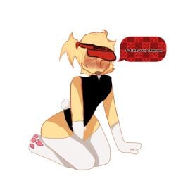 bunny_tail cat_paws cum elliot_(forsaken) forsaken_(roblox) gloves piercings roblox roblox_game robloxian self_upload speech_bubble subspace666 tagme thighhighs tight_clothing tongue_piercing