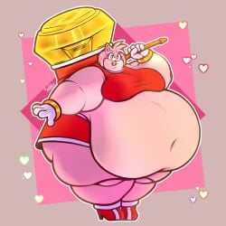 1girls amy_rose anthro ass bbw belly belly_overhang big_belly bracelet breasts fat female female_focus female_only furry gloves green_eyes hammer heart heart_symbol hedgehog hedgehog_humanoid hips large_ass large_breasts mobian_(species) obese obese_female overweight overweight_female piko_piko_hammer pink_fur pink_hair sega skirt sonic_(series) sonic_the_hedgehog_(series) stomach thick_thighs thighs weight_gain wide_hips widemomma_kat