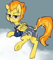 2014 cum equine female feral flight_jacket friendship_is_magic fur hair looking_at_viewer mammal mcsweezy my_little_pony orange_hair pegasus solo spitfire_(mlp) tongue tongue_out two_tone_hair wings wonderbolts_(mlp) yellow_fur