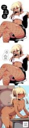 2boys ai_assisted ai_generated anal anal_sex aroused ass ass_ripple bent_over bent_over_table big_ass black_panties black_skirt blonde_hair blush bra_strap bulge bulge_through_clothing choker comic crop_top crossdressing crossed_legs cum cumming_while_penetrated dark-skinned_male dark_skin english_text erect_nipples fat fat_male femboy feminine_body feminine_male feminine_pose fishnet_legwear fishnets flirting gay gay_sex high_resolution highres inviting_to_fuck inviting_to_sex long_hair looking_back midriff mini_skirt naked navel nipples on_chair orgasm original original_artwork original_character otoko_no_ko panties pink_eyes plain_background plap_(sound) ponytail scarabb self_upload sex shiny_skin simple_background sissy sitting skirt small_penis smug standing_sex steamy stomach_hair text thick_thighs thighs tight_skirt tomgirl trap upset watermark white_background white_crop_top wide_hips
